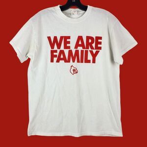 LOUISVILLE CARDINALS Shirt Adult Small White WE ARE FAMILY College Basketball